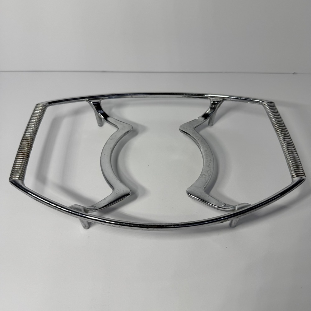 Vintage Corning Ware P-11-M Chrome‎ Serving Cradle Ribbed Handle Roaster Trivet